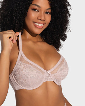Full Coverage Lace Minimizer Bra - Petal